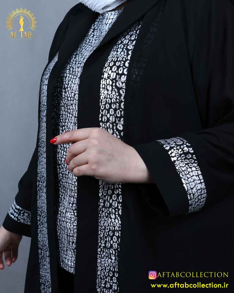 شومیز حریر دو تیکه طرحدار سایزبزرگ آستین