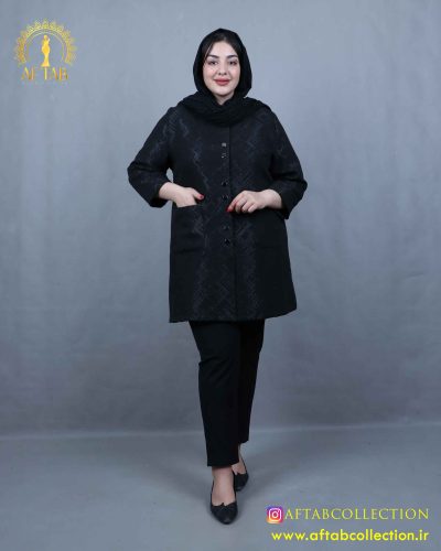 مانتو ژاکارد جفت دکمه سایزبزرگ