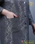 مانتو ژاکارد جفت دکمه سایزبزرگ جیب