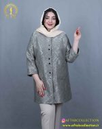 مانتو ژاکارد جفت دکمه سایزبزرگ سبک