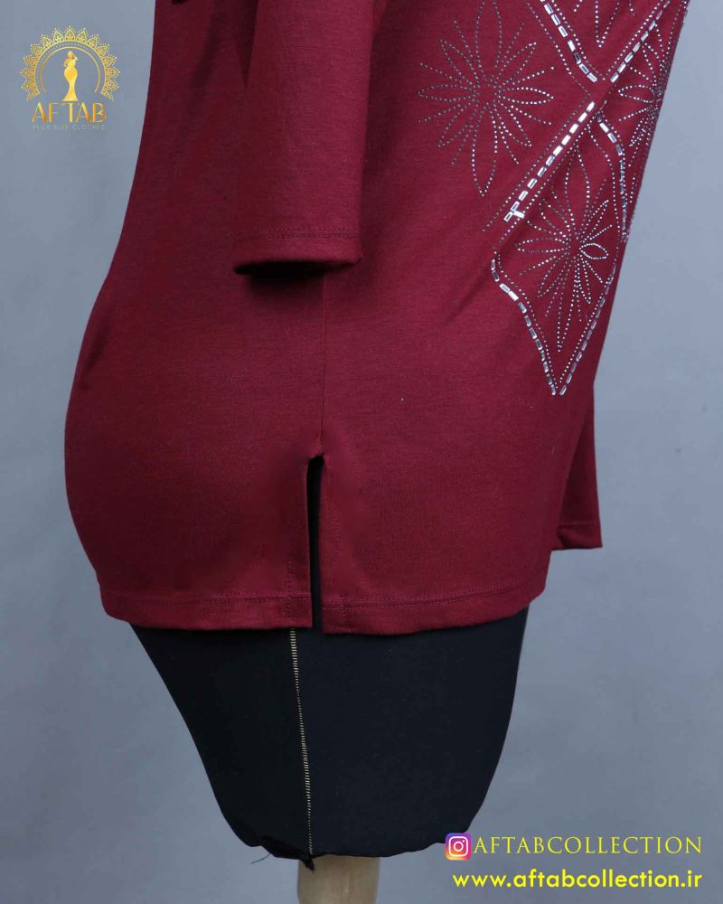 تیشرت نگین لوزی سایزبزرگ چاکدار