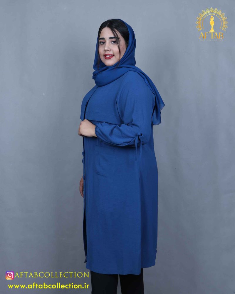 مانتو آستین پاپیون ابروبادی سایزبزرگ آبی