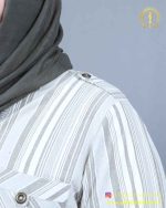 مانتو لنین راه راه یقه ایستاده سایزبزرگ سرشانه
