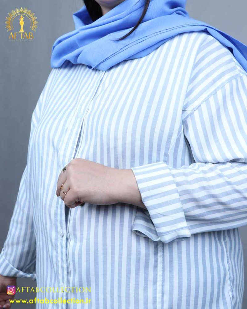 مانتو راه راه درشت سایزبزرگ آستین