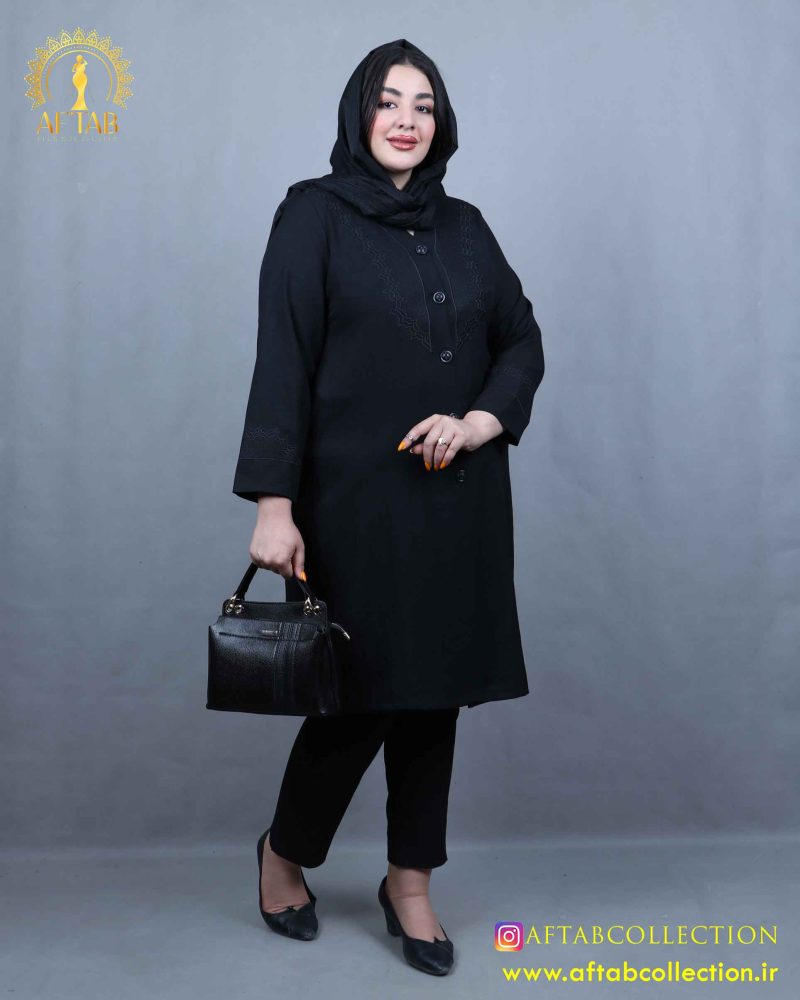 مانتو ابروبادی گلدوزی آکولاد سایزبزرگ سبک
