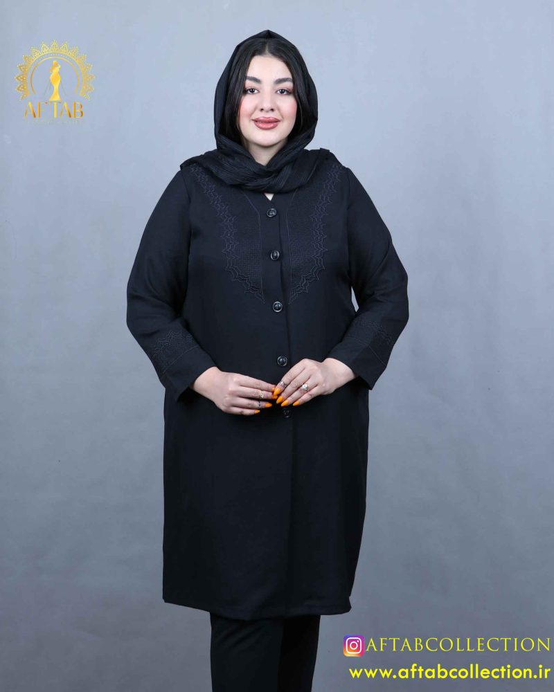 مانتو ابروبادی گلدوزی آکولاد سایزبزرگ راحت