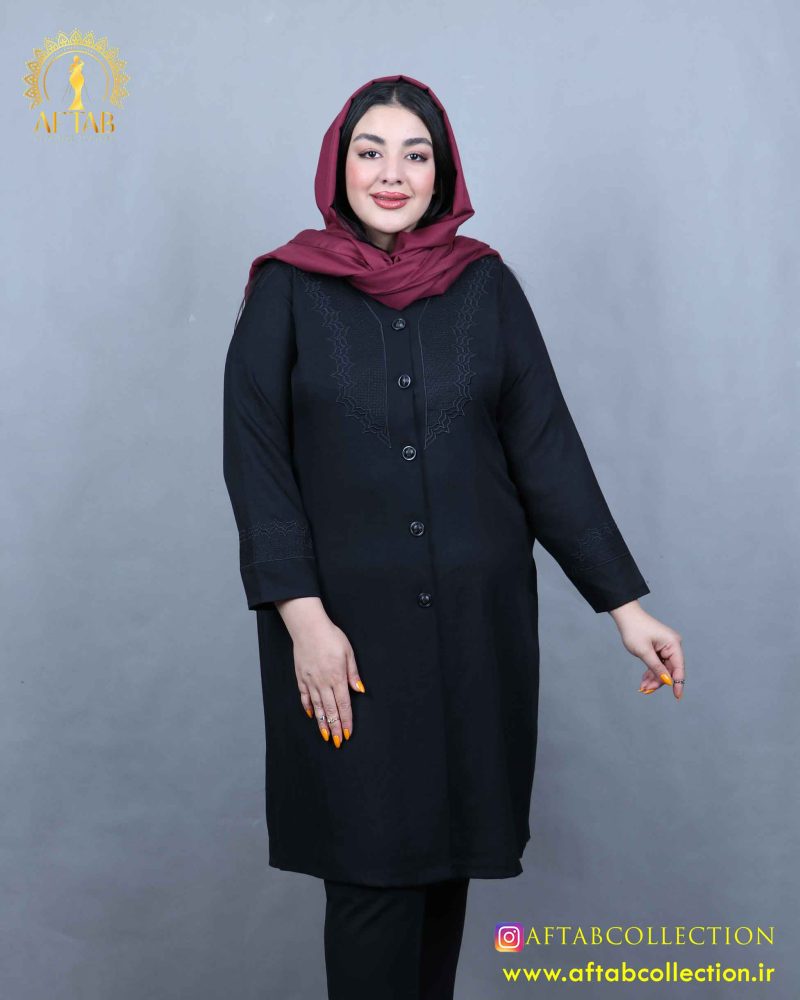 مانتو ابروبادی گلدوزی آکولاد سایزبزرگ تابستانه