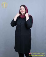 مانتو ابروبادی گلدوزی آکولاد سایزبزرگ مشکی