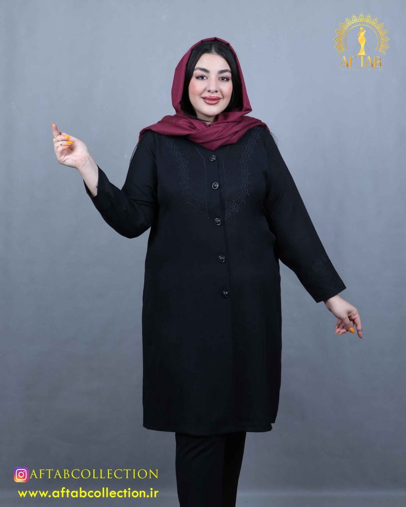 مانتو ابروبادی گلدوزی آکولاد سایزبزرگ نما جلو