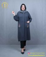 مانتو ابروبادی جیب گلدوی سایزبزرگ نما دور