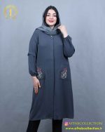 مانتو ابروبادی جیب گلدوی سایزبزرگ نما جلو