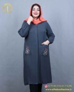 مانتو ابروبادی جیب گلدوی سایزبزرگ نما نزدیک