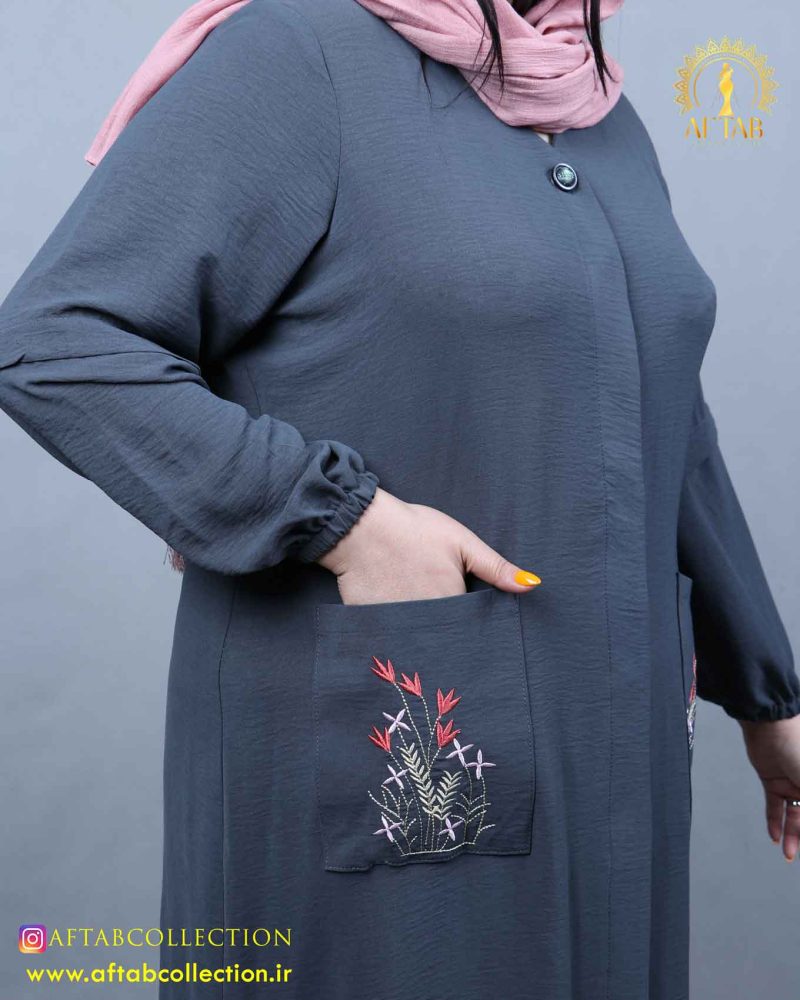 مانتو ابروبادی جیب گلدوی سایزبزرگ جیب