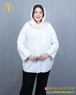 مانتو راه راه خرجکار گیپور سایزبزرگ 5787 - Image 6