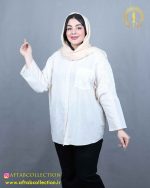مانتو راه راه خرجکار گیپور سایزبزرگ 5787 - Image 7
