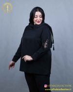 شومیز آستین گیپور توری سایزبزرگ مشکی