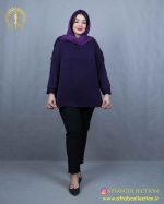 شومیز آستین گیپور توری سایزبزرگ بنفش
