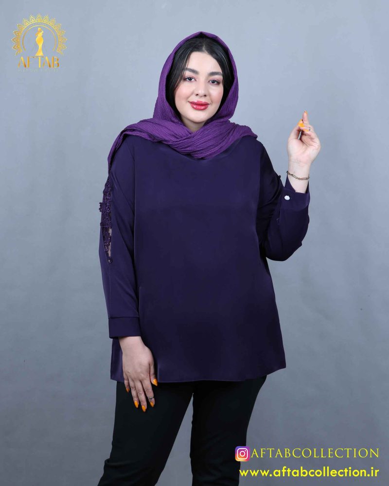 شومیز آستین گیپور توری سایزبزرگ نما نزدیک