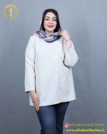 مانتو جلو دکمه سایزبزرگ استخوانی