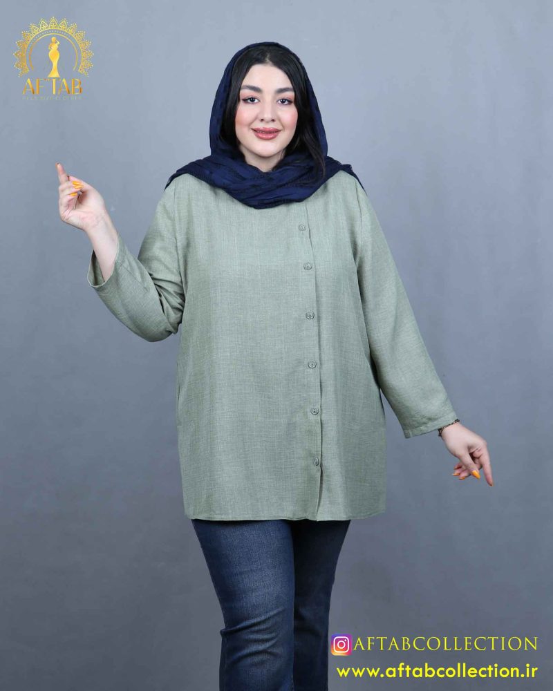 مانتو جلو دکمه سایزبزرگ خنک