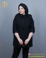 مانتو یقه کوبایی کمرگتر سایزبزرگ مشکی
