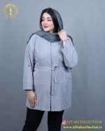 مانتو یقه کوبایی کمرگتر سایزبزرگ طوسی