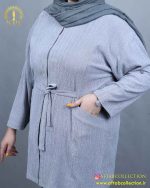 مانتو یقه کوبایی کمرگتر سایزبزرگ جیب