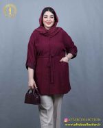 مانتو یقه کوبایی کمرگتر سایزبزرگ نما جلو