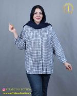 مانتو چهارخونه ترک رنگی سایزبزرگ سورمه ای