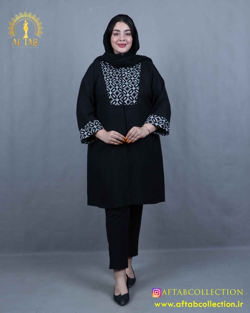مانتو لنین ژاکارد سوزندوزی سایزبزرگ