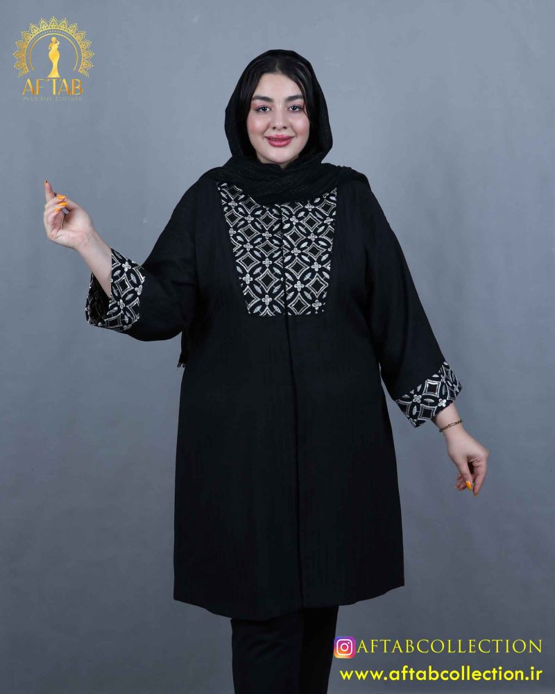مانتو لنین ژاکارد سوزندوزی سایزبزرگ