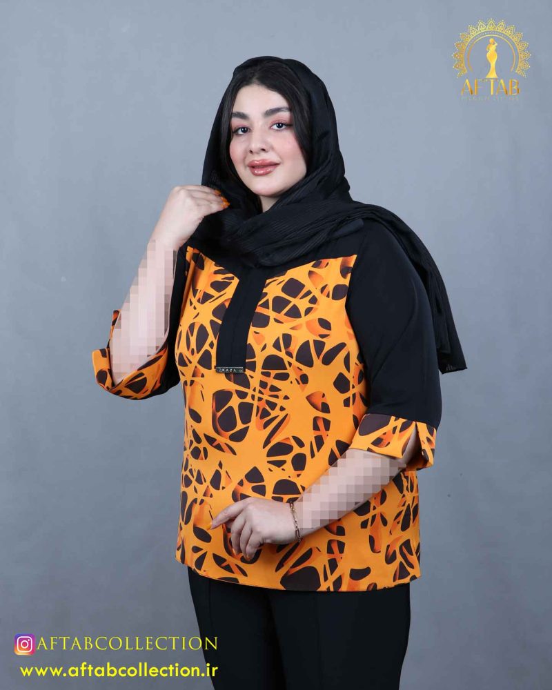 شومیز یقه مردانه طرحدار نما نزدیک