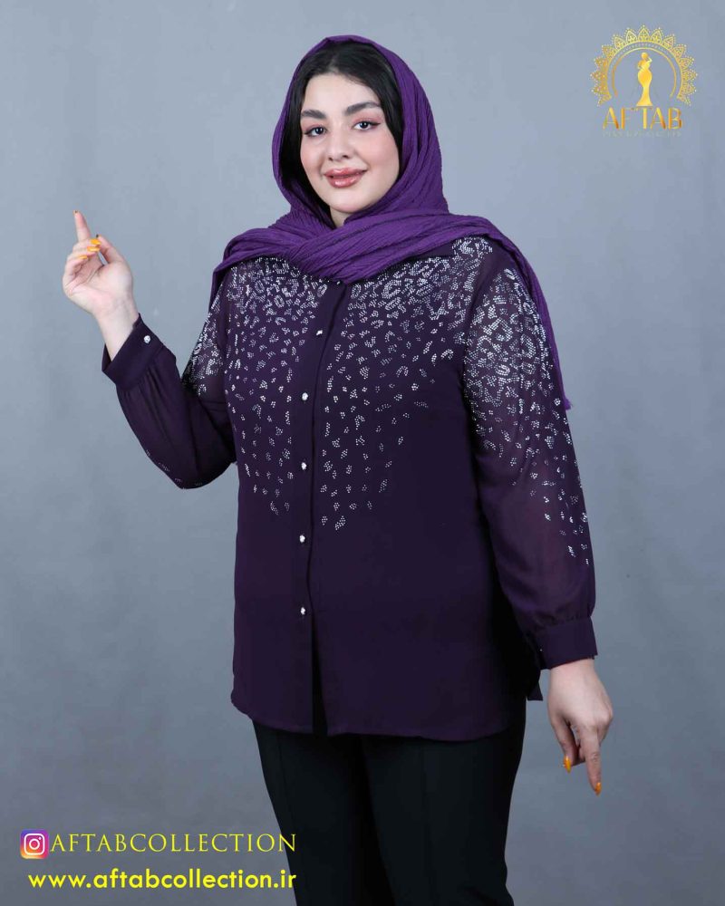 شومیز مجلسی حریر نگینی سایزبزرگ مجلسی
