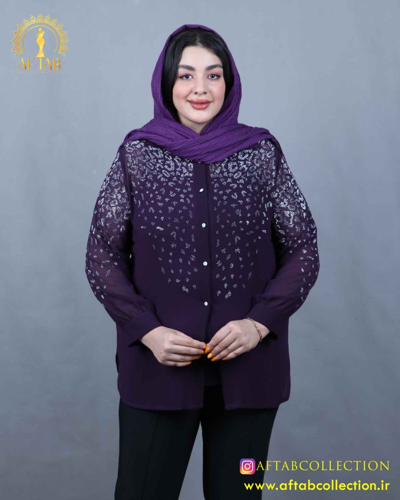 شومیز مجلسی حریر نگینی سایزبزرگ شیک
