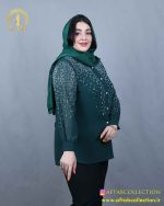 شومیز مجلسی حریر نگینی سایزبزرگ نما بغل