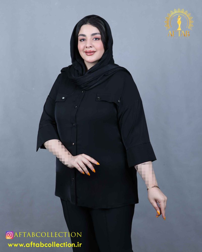 شومیز جیب نما سایزبزرگ مشکی