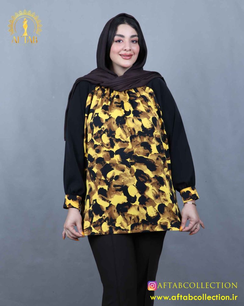 شومیز یقه چیندار سایزبزرگ نما نزدیک