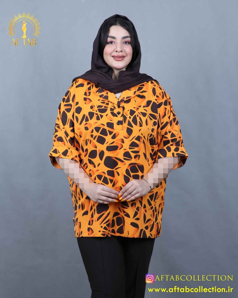 شومیز کیمونو طرحدار سایزبزرگ نما جلو