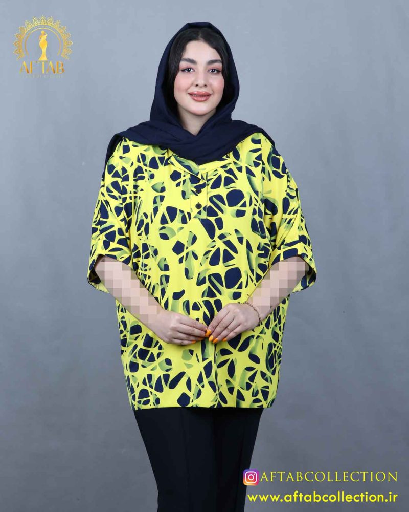 شومیز کیمونو طرحدار سایزبزرگ راحت