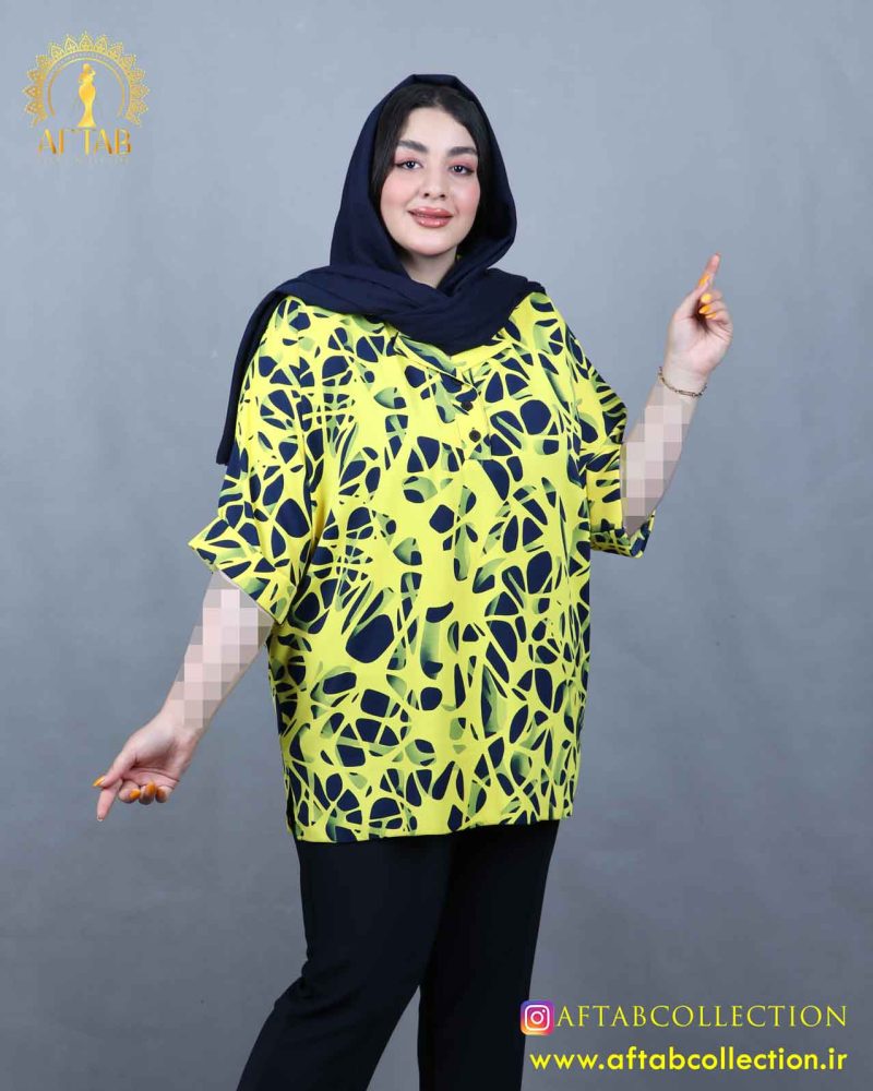 شومیز کیمونو طرحدار سایزبزرگ سبک