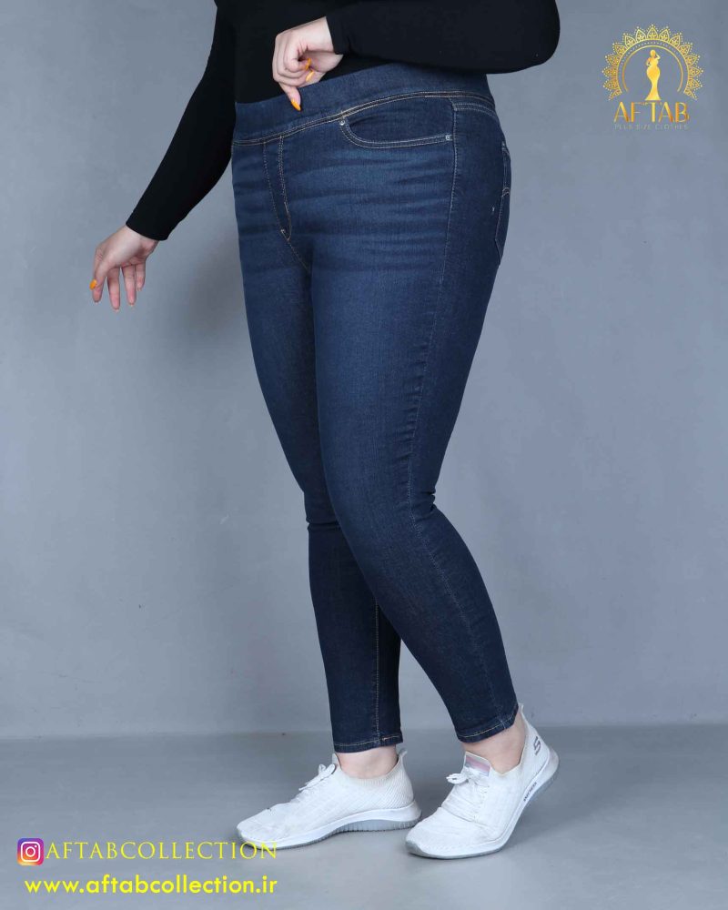 شلوار جین اسکینی کمرکش سایزبزرگ