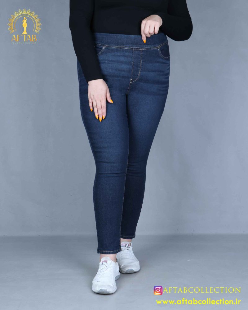 شلوار جین اسکینی کمرکش سایزبزرگ
