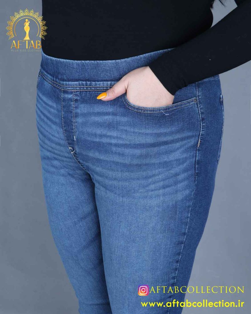 شلوار جین اسکینی کمرکش سایزبزرگ