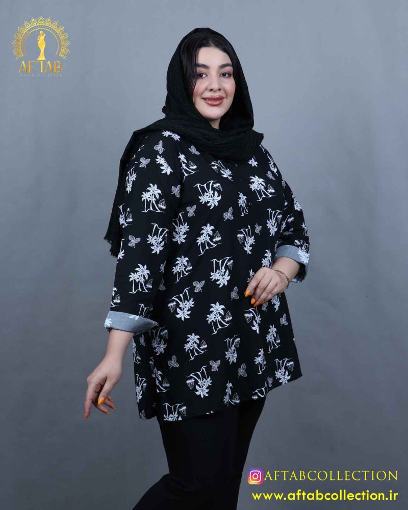 تونیک مانتو نخی طرحدار سایزبزرگ سبک