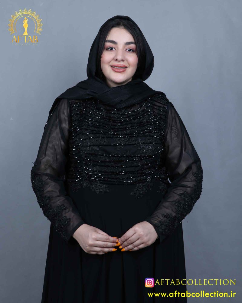 پیراهن حریر ریسه ای گیپور سایزبزرگ نما نزدیک