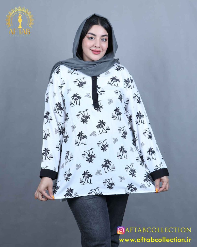 تونیک مانتو نخی طرحدار سایزبزرگ