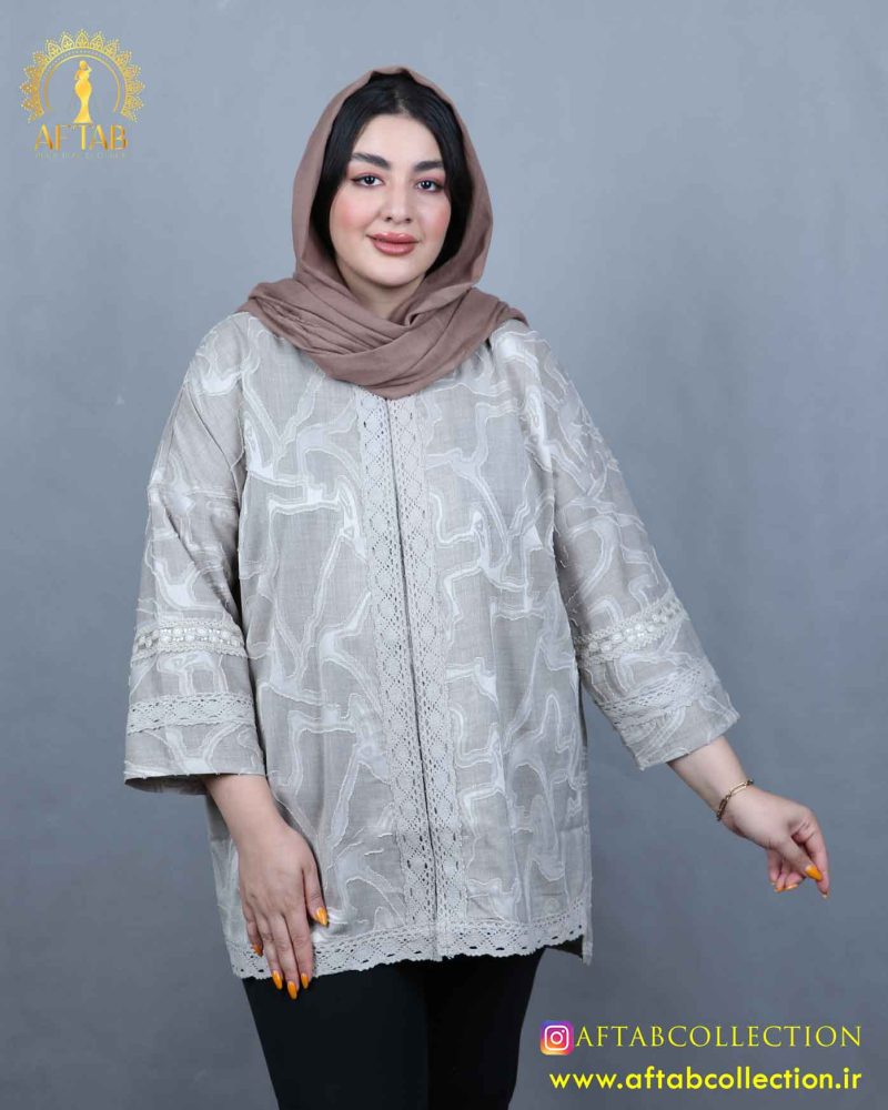 مانتو کسمه خرجکار کنفی سایزبزرگ