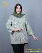 مانتو کسمه خرجکار کنفی سایزبزرگ نما جلو