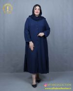 مانتو کرسپو بلند چیندار سایزبزرگ سورمه ای