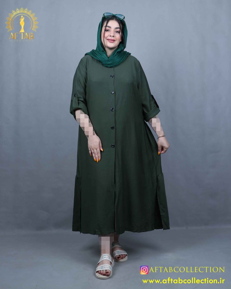 مانتو کرسپو بلند چیندار سایزبزرگ نما جلو مانتو کرسپو بلند چیندار سایزبزرگ نما جلو